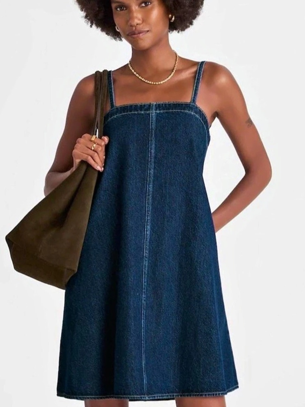 Madewell Denim Squareneck Mini Dress Blue small